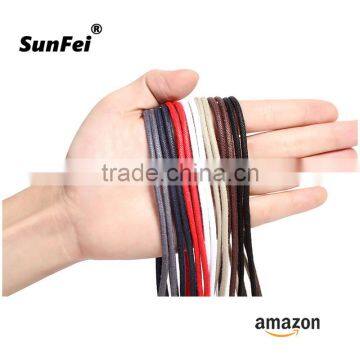 Round Yellow Waxed Cotton Lace Up Shoelaces for Work Boots Canvas - 2.5mm Round Custom Length 24" 27" 30" 36" 45" 54" 63" 72" photo-3