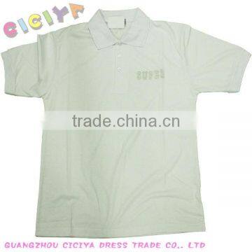 Man's polo neck white t-shirt for summer