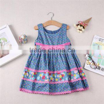 New style polka dots wholesale no sleeve girls one piece dress simple