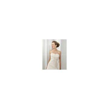 A-line Strapless Cathedral Train Chiffon Beading Embroidery Wedding Dress