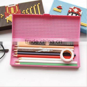 Novel Creative Simple Logo Custom DIY Block School Student Plastic Pencil Box Case photo-3