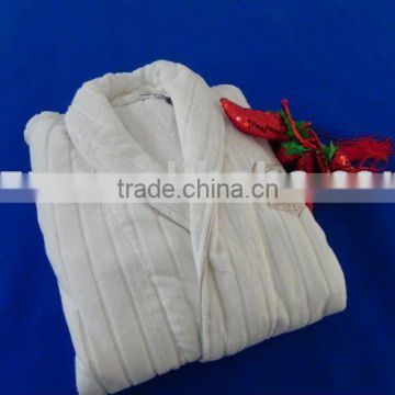 100% cotton velvet striped bathrobe