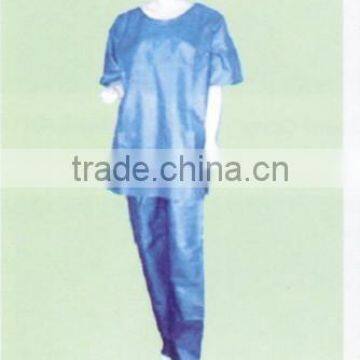 Disposable PP non-woven medical blue/white short-sleeved suits