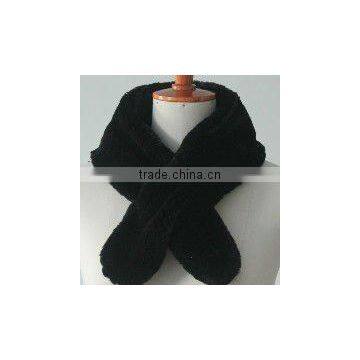 black warmly faux rabbit fur scarf