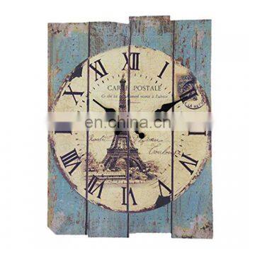 Blue rectangle shaped Wooden Clock Large Wall Clock