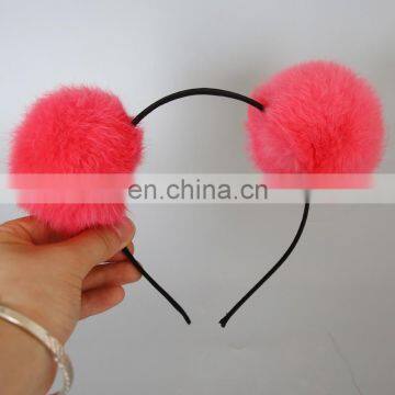 Fur Pompom Hair Bands for Girl Lady Fashion Style Real Fur Ball Accessory photo-2