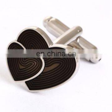 Double Heart Fingerprint Men Shirt Wedding Cufflinks