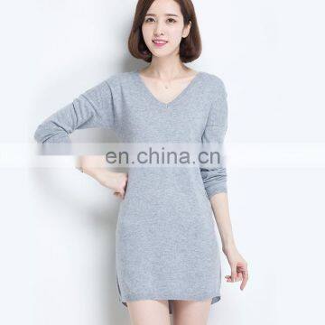 Good Quality Fashion Slim Fit v Neck Custom Knitted Pure Color Womens Pullover 100% Cashmere Sweater Factory photo-3