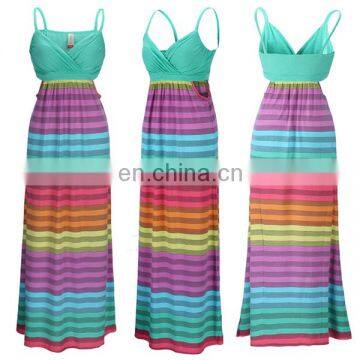 Spaghetti strap Colorful summear maxi dress ethnic styles