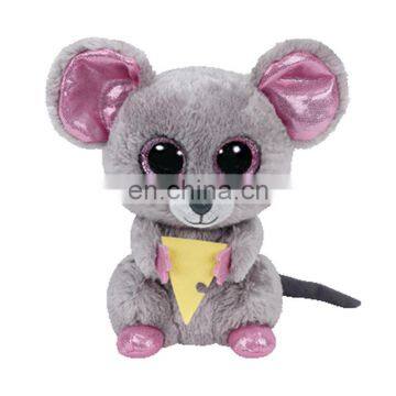 TY branded furry big eyed plush mouse china factory plush toys
