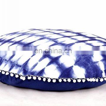 Hand Tie Dye Shibori Print Round Pillow Cover Cushion Cover Pillow Case Indian 2017 Round Meditation Ottoman Pouf 32"