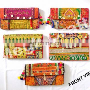 Wholesale Vintage Handmade coin Purse-Indian Vintage Wedding Purse -Vintage Banjara Gypsy clutch -Indian Embroidered Clutch Bag