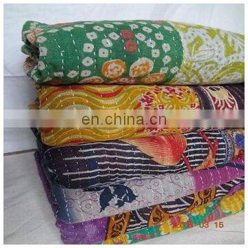 Vintage Kantha Quilt Reversible Throw Gudri Wholesale Handmade Indian Lot 2 Pcs photo-2