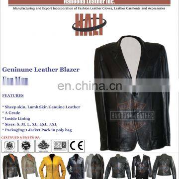 OEM black leather Leather Dress Blazer | Black blazer leather jacket for men 100% pure Lambskin