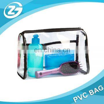 Waterproof Traspaent Logo Printed Polyester PVC Black Cosmetic Bag photo-2