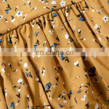 Khaki Floral Pattern Flutter Sleeve Romper Jumpsuit Factory Wholesale Price Boutique Girls Cotton Romper photo-5