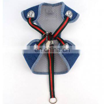 Dog Safety Vest Harness Pet Dog Adjustable Cute Design Chest Strap Breathable Jean Dog Chest Harness photo-4
