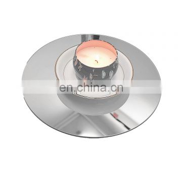 Colored table top mirror silver candle plate for home decoration