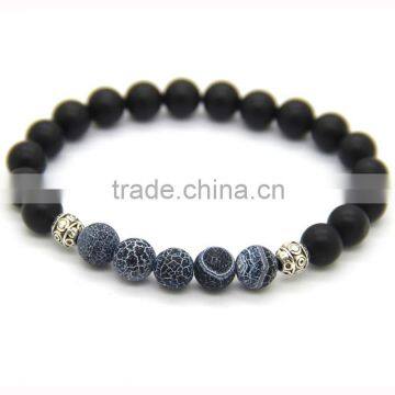 HTB095 Wholesale stainless steel elastic stretch loose beaded bracelet