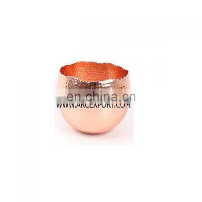 copper plated hammered shiny tea light bowl