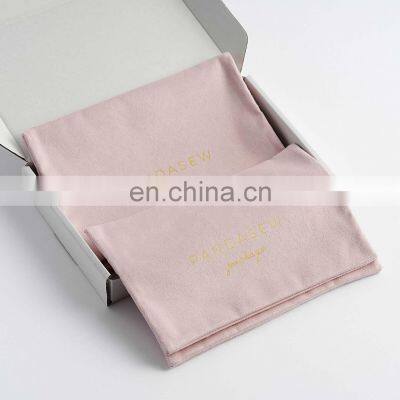 PandaSew Custom Logo Printed Small Envelope Flap Package Pouch Luxury Suede Necklace Jewelry Bag