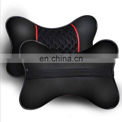 Autoaby PU Leather Knitted Car Pillows Headrest Neck Rest Cushion Support Seat Accessories Auto Safety Pillow Universal Decor