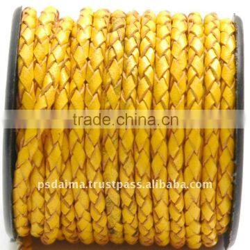 3 Ply Flat Braided Leather Strip Bolo Braided