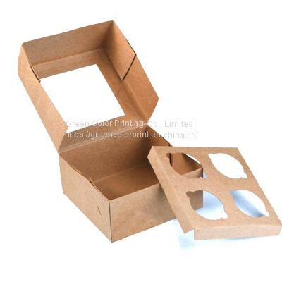Kraft Paper Box, White Cake Boxs With PET Clear Window