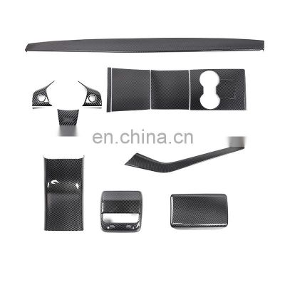 Runde for Tesla central control side trim strip carbon fiber armrest cover rear anti kick plate interior modification