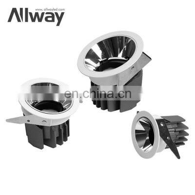 ALLWAY Saving Energy Waterproof Aluminum Black Recessed Down Lamps 5w 9w 15w Led Downlight