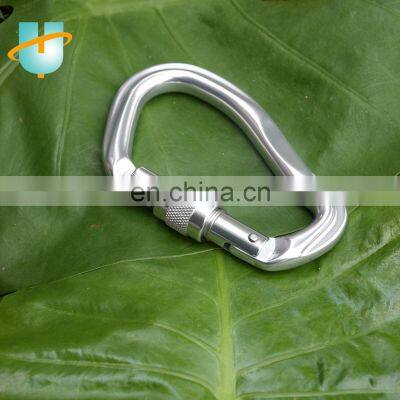 CE Certified 23KN G-shape ring custom logo rock/mountain Climbing Aluminum Carabiner Hook with screw locking gate