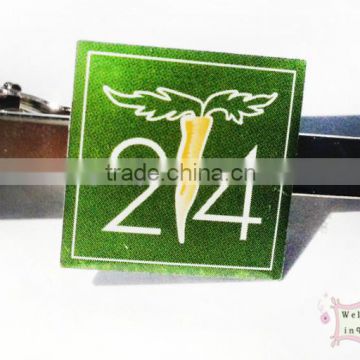 Custom metal lapel pin tie clip 214 offset printing green