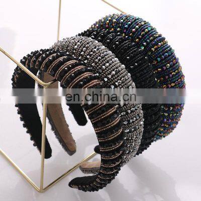 Crystal Headbands Fashion Hair Hoop Bands Bezel Luxurious Rhinestones Sponge Hairbands Women Hair Accessories Headdress photo-5