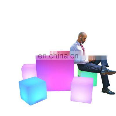 LED 60CM Plastic Luminous Square Stool 3d Cube Light up Outdoor Furniture Led Cube Table LED Cube Chair