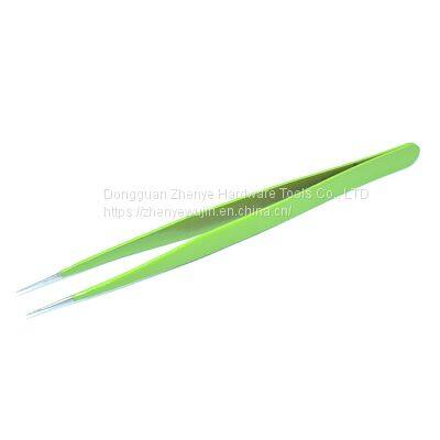 Small Tweezers for Hand Account Guka Cute Manual Diy Sticker Point Elbow Hand Account Clip Tool Sewing Grafting False Eyelashes Green Straight Head photo-2
