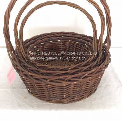 Customized Willow Storage Basket Round Shape Storage With Handle for Flower photo-3
