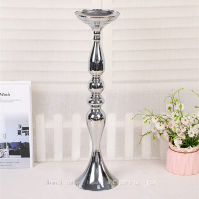 Luxury Silver Metal Flower Vase Set Candles Holder for Table Wedding Dinning and Party photo-3