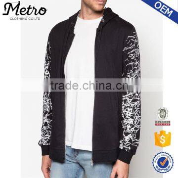 New Fashion Printed Sleeve Men's Hoodies Zip up design