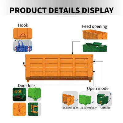 BOLI  Scrap Bins Container Hook Lift Steel Skip Bin Trailer Steel Dustbin Trash Bin Large Waste Garbage Bin Hook Lift Container Dumpster for Sale