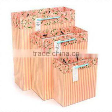 pink stripes custom gift paper bag door gift paper bag set