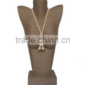 China wholesale custom resin wrapped with metallic PU necklace displays used in jewelry exhibitions leather necklace stand A-8