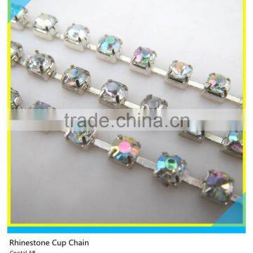 Hot Sale Aquamarine Diamond Rhinestone Cup Chain Trimming For Clothes photo-2