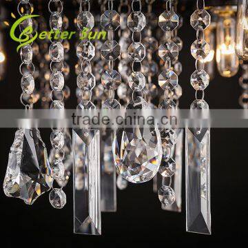 Industrial Style Crystal Water Pipe Pendant Light Fixture for Bar