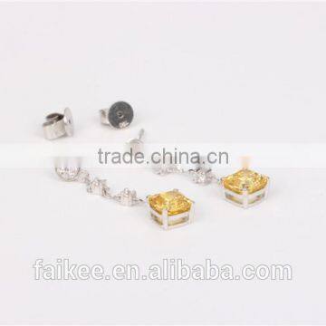 Simple Design Handmade Crystal Earrings Zirconia Silver