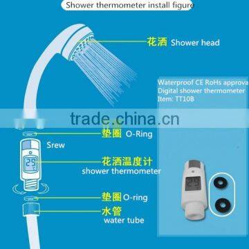 Led alert Digital shower head thermometer