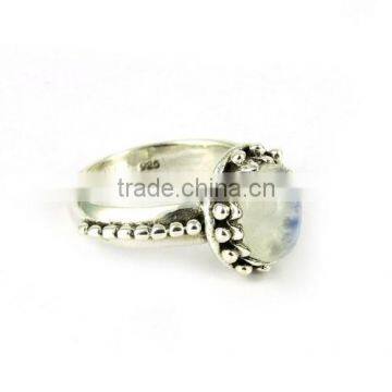 White Winter Rainbow Moonstone 925 Sterling Silver Ring