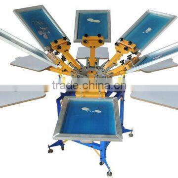 6 color 360 derece table turntable desktop serigrafi printing machine