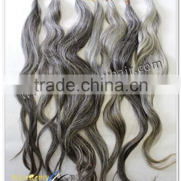 2016 the new top quality unprocess grey hair extensions sale bulk extensions