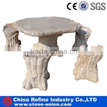 Tree Root Stone Table and Chairs, Garden Stone Table and Chair for Decoration