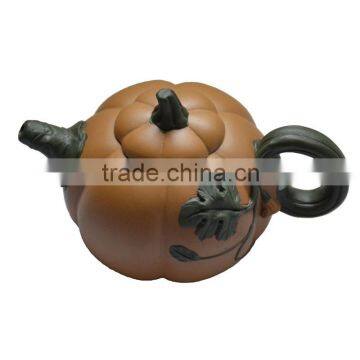 Handmade Pumpkin Tea Pot Nature Yellow Clay